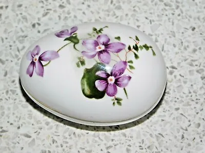 Buy Small Hammersley Violets Fine Bone China Egg Shaped Trinket Box • 15£