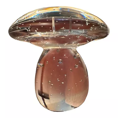 Buy Vintage Hand Blown Art Glass Clear Mushroom/Toadstool Paperweight - 8cm • 17.65£