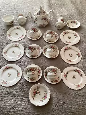 Buy Royal Albert MOSS ROSE 24 Piece Tea Set Large Teapot (2pt ) Good Cond 2nds • 95£