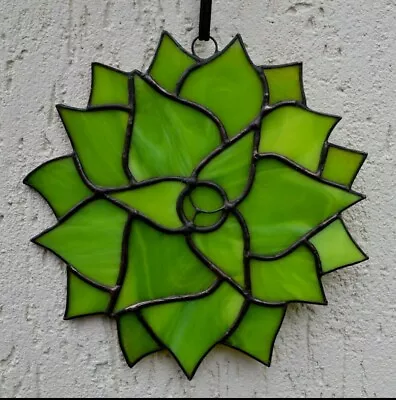Buy Stained Glass Succulent Suncatcher For Window Hanging - Green Plant Wall Decor • 37.73£