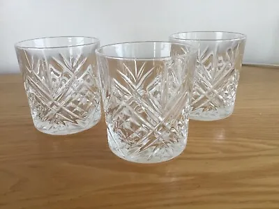 Buy Set Of Three (3) Cut Glass /crystal Whisky Glasses • 6£