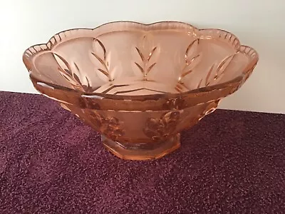 Buy Original Vintage Art Deco Pink Glass Fruit Bowl Late 1920’s • 9.99£
