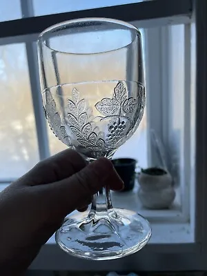 Buy EAPG Doyle & Co. Flint Glass Goblet Pattern No. 25 “Wreath” Grapes And Festoon • 14.41£