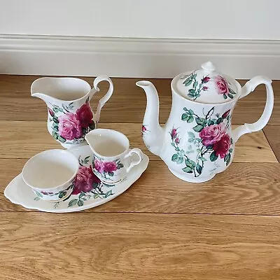 Buy Vintage English Rose Roy Kirkham Teapot Sugar Creamer Set Bone China England  • 119.88£