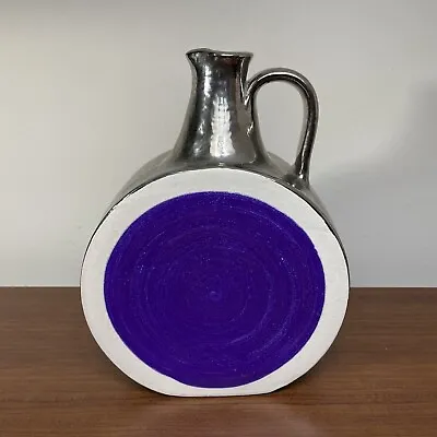 Buy RARE Aldo Londi For Bitossi Raymor Silver White Purple Pitcher Vase Raymor Italy • 401.41£