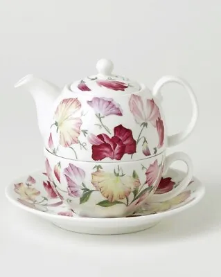 Buy Roy Kirkham Teapot Cup & Saucer Sweet Pea Bone China Tea For One Pot Set 2006 • 18£