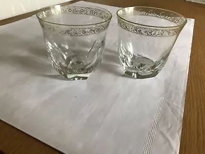 Buy Unbranded 2 Crystal Tumblers With Design Around The Top Excellent Condition • 15£