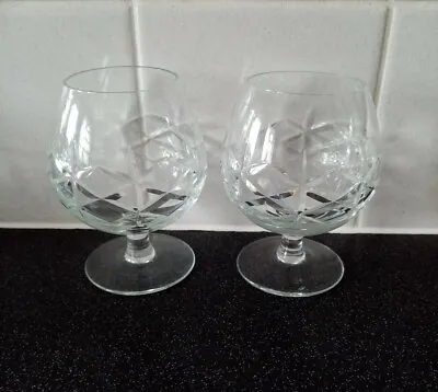 Buy 2 Beautiful Vintage Quality Cut Glass Brandy Snifters Glasses • 21.95£