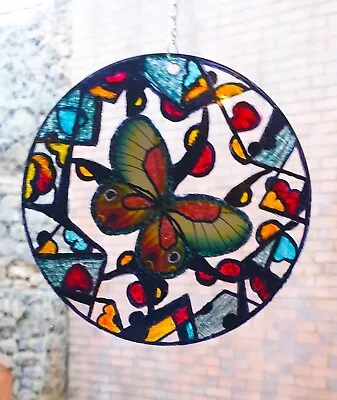 Buy Stained Glass Effect Sun Catcher  Butterfly, 10cm Wide,  Handmade  Unique. • 4.89£