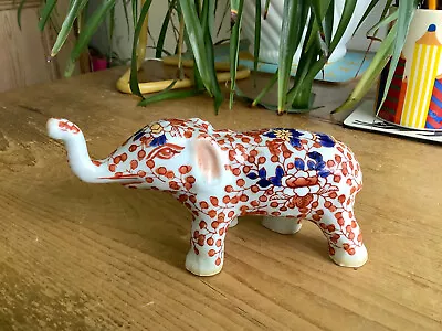 Buy Vintage Signed Chinese Pottery Porcelain Imari Elephant Animal Figure • 20£