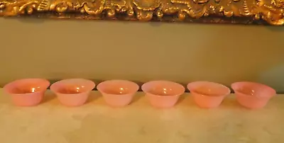 Buy STEUBEN 1930 - 1950  SET Of 6 TWISTED PINK OPTIC BOWLS / 5 3/8  W By 2 1/2  H • 227.69£