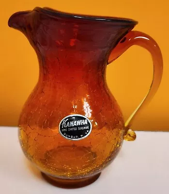 Buy Vintage Kanawha 6  Amberina Crackle Glass Hand Blown Pitcher RARE • 14.17£