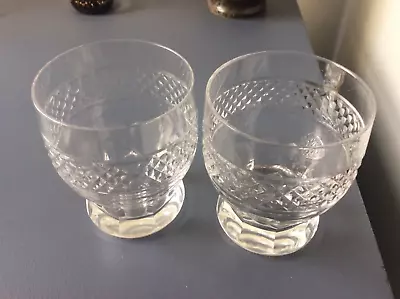 Buy 2 X Crystal Antique Whiskey Glasses Cut Panels On Waisted Base H - 10 Cm • 5.99£