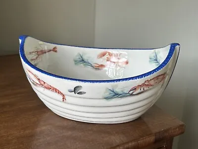 Buy VINTAGE CROQUET Porcelain Quimper France Boat Shaped Bowl Dish Shellfish Lobster • 30£