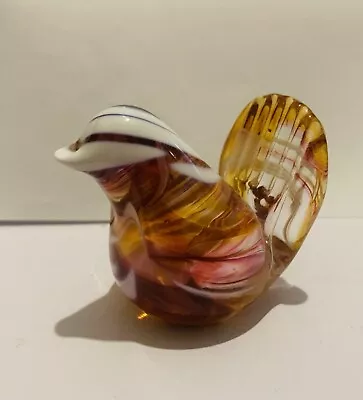 Buy Gozo Glass Bird  Amber White Swirls Made In Malta 5cm Labeled • 3.50£