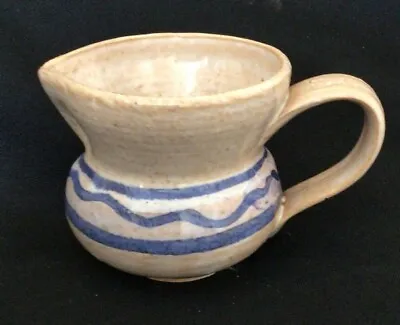 Buy Vintage Retro Small Pottery Cream Jug With Blue Stripes • 7£