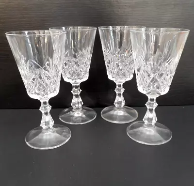 Buy 4 Cut Crystal Wine Glasses - 15 Cm (6 ) Tall - 150 Ml - Knopped Stems • 16.99£