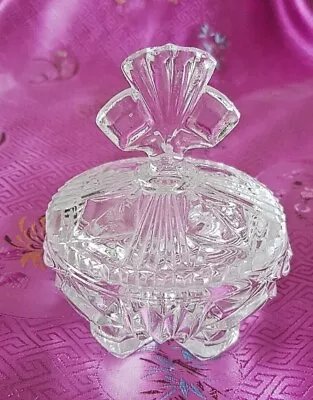 Buy Cut Glass ~ Lidded Bowl ~ Clear ~ Art Deco ~ C1920-30s ~ Original • 9.99£