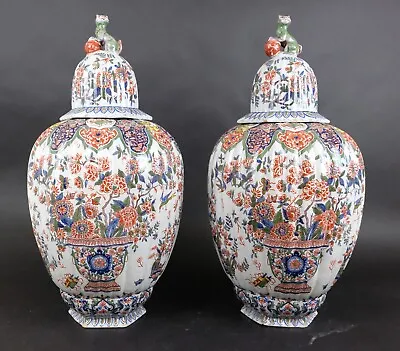 Buy Very Large Antique PairDutch Delft Cashmere Flowerpot Vases 56 Cm / 22.5   • 3,583.38£
