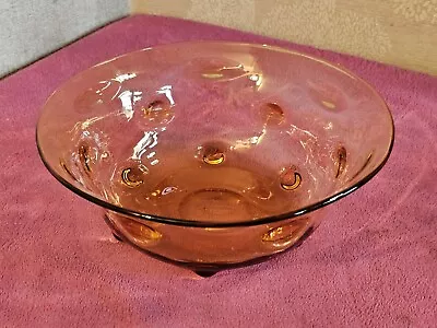 Buy MARKED Thomas Webb Large Golden Amber Glass Bull's Eye Bowl - 20 Cm • 2.99£