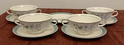 Buy 4 Vintage Midwinter Mayfield Twin Handled Soup Bowls & Saucers  • 3.50£