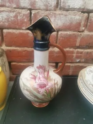 Buy Antique Doulton Burslem 1880s Jug With Hand Painted Pink Flowers • 79.99£