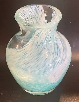 Buy Vintage Caithness Glass Bud Vase White Turquoise Green Speckle Swirl Unsigned • 15£