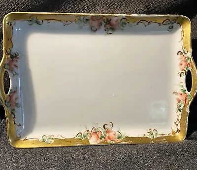 Buy Antique Bavarian China Porcelain Tray. Hand Painted Flowers W/Gold Detail Nice • 29.36£