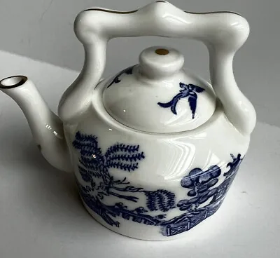 Buy Coalport Willow Blue & White Mini Teapot Gold Guiding England 3” MINT COND • 18.02£
