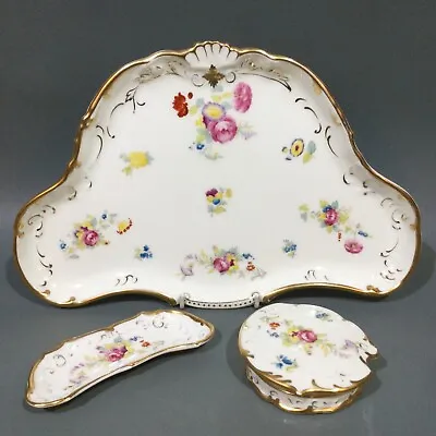 Buy Antique Cauldron Bone China Dressing Table Tray, Trinket Box & Dish Hand Painted • 29.95£