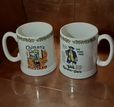 Buy Colmans Mustard & Quaker Oats Vintage Lord Nelson Pottery Tankards Mugs Pair • 18£