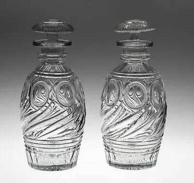 Buy Pair Antique Georgian Regency Cut Glass Spirit/Liqueur Decanters C1830 • 195£