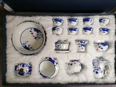 Buy New Chinese Blue And White Porcelain Full Tea Set 18 Pieces& Box • 149£