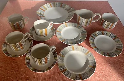 Buy Vintage Midwinter Sienna 4 Cups, 3 Saucers, 3 Cake Plates, 1 Large Plate Etc. • 40£