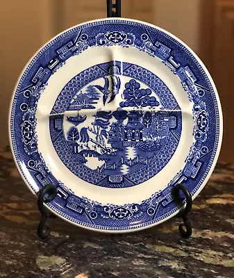Buy Vintage Blue Ye Olde Willow Wallace China Divided Grill Plate Made In USA • 9.24£
