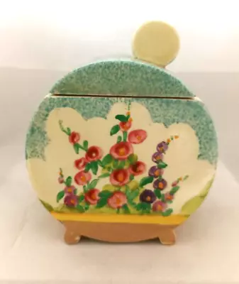 Buy Clarice Cliff HOLLYHOCKS Bonjour Preserve Pot And Lid C1930s • 145£