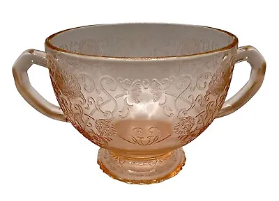 Buy Vintage Hazel Atlas Florentine Poppy Pink Depression Glass Sugar Bowl No Lid • 9.46£