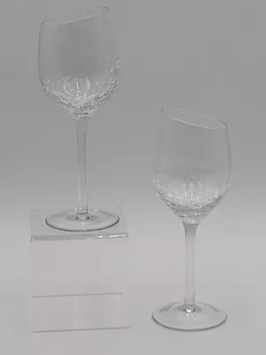 Buy Pier 1 One Angled Rim Crackle Glass Goblet 9  Wine Glasses Clear Set Of 2 • 42.44£