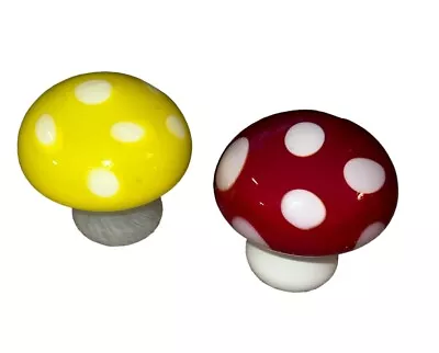 Buy Vintage Blown Glass Hollow Mushroom Toadstool Yellow And Red  4” • 40.28£