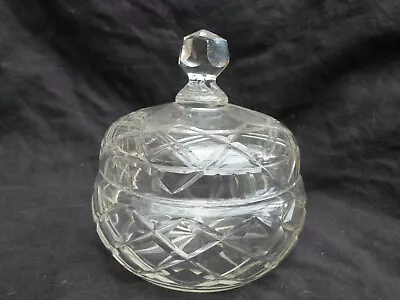 Buy Vintage Round Cut Glass Pot With Lid Powder Bowl Bon Bon Pot Trinket Pot • 8.99£