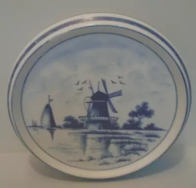 Buy Delftware Ceramic Blue & White Windmill Trivet, 6.25  Across, Germany, Vintage • 28.49£