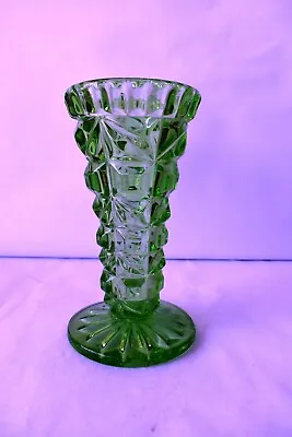 Buy Vintage Bohemian Glass Vase Diamond Cut Design Art Deco Czechoslovakia Rare  F1 • 75.74£