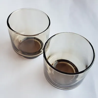 Buy Retro Brown Drinking Glasses 1970s Tumblers Pair England Stackable Modular VTG • 16.50£