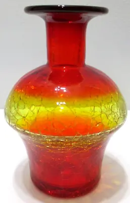 Buy Vintage Rainbow Glass Decanter Bottle Vase Crackle Glass Amberina 6 1/4  Tall • 42.48£