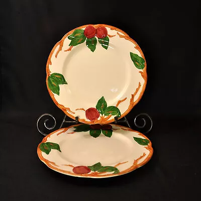 Buy Franciscan Apple Set 2 Luncheon Plates 9 5/8  Red Green Brown 1949-1953 • 47.23£