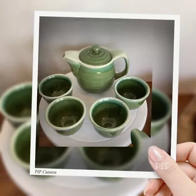 Buy Green Glazed Tea Pot And Set Of 4 Cups.  Very Nice. Product Of China • 16.33£