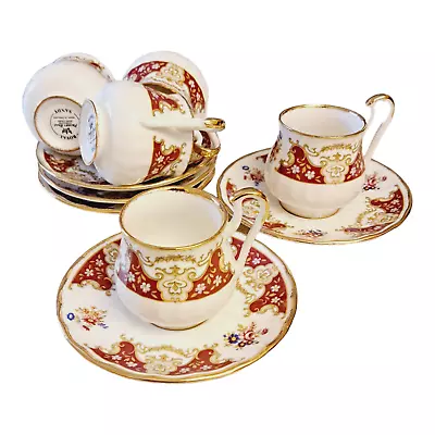 Buy Royal Sandy Cups & Saucers X5 Red Priory Dale Derbyshire Floral Vintage • 45£