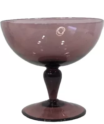 Buy Purple Stem Footed Bowl Compote Dish Glassware VTG Moroccan Amethyst Hazel Atlas • 18.99£