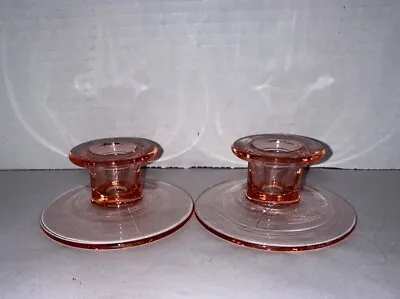 Buy 2 PC Vintage Depression Glass Cranberry Pink Candle Stick Holders Pair  • 16.33£