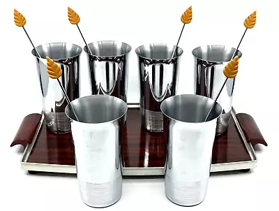 Buy 6 Vintage 1930s CHASE Harry Laylon ART DECO Chrome ICED DRINK Tumblers CUPS Set • 127.57£